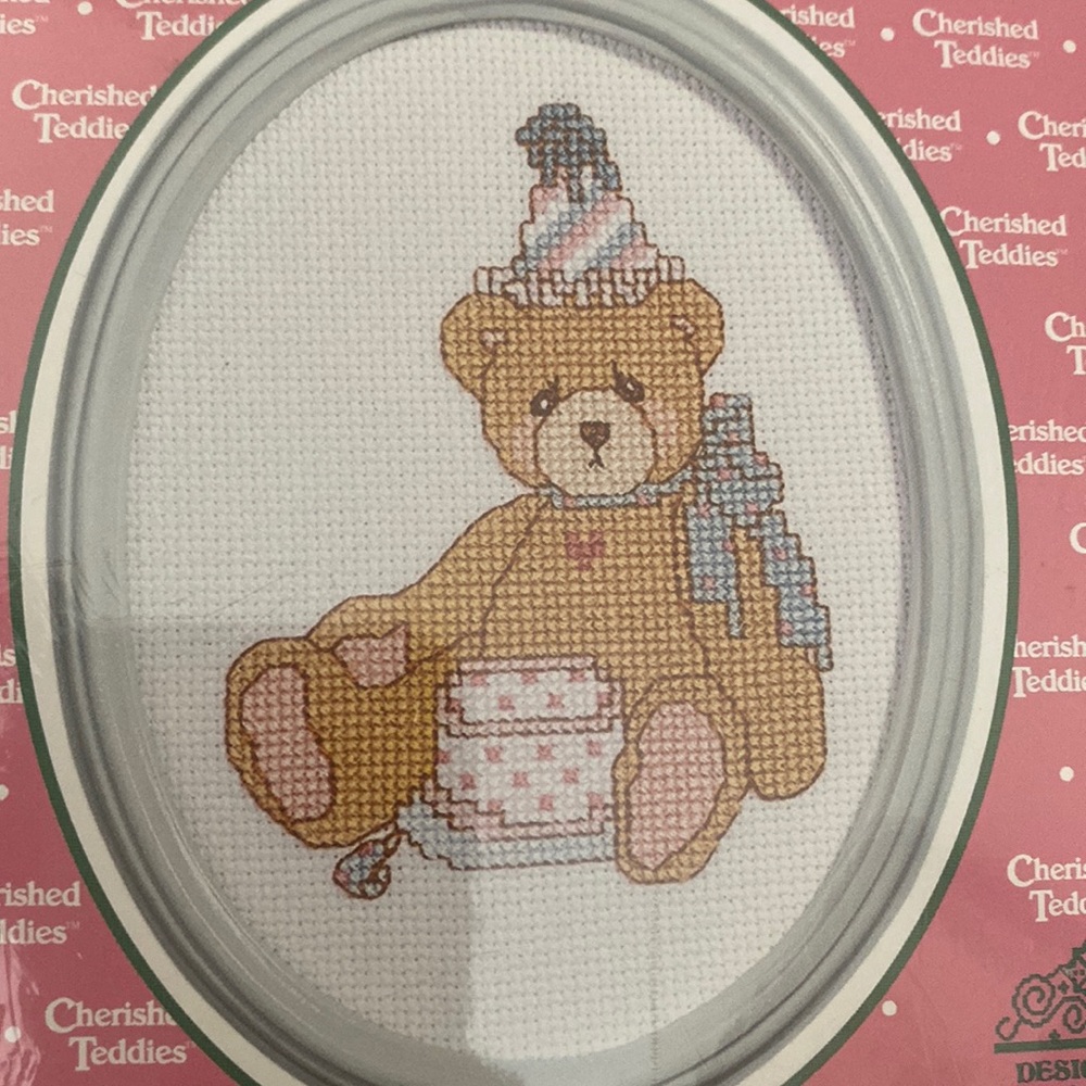 Teddy bear cross stitch kit. NEW